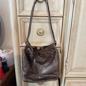 Elliott Lucca Dark Brown Woven Shoulder Bag